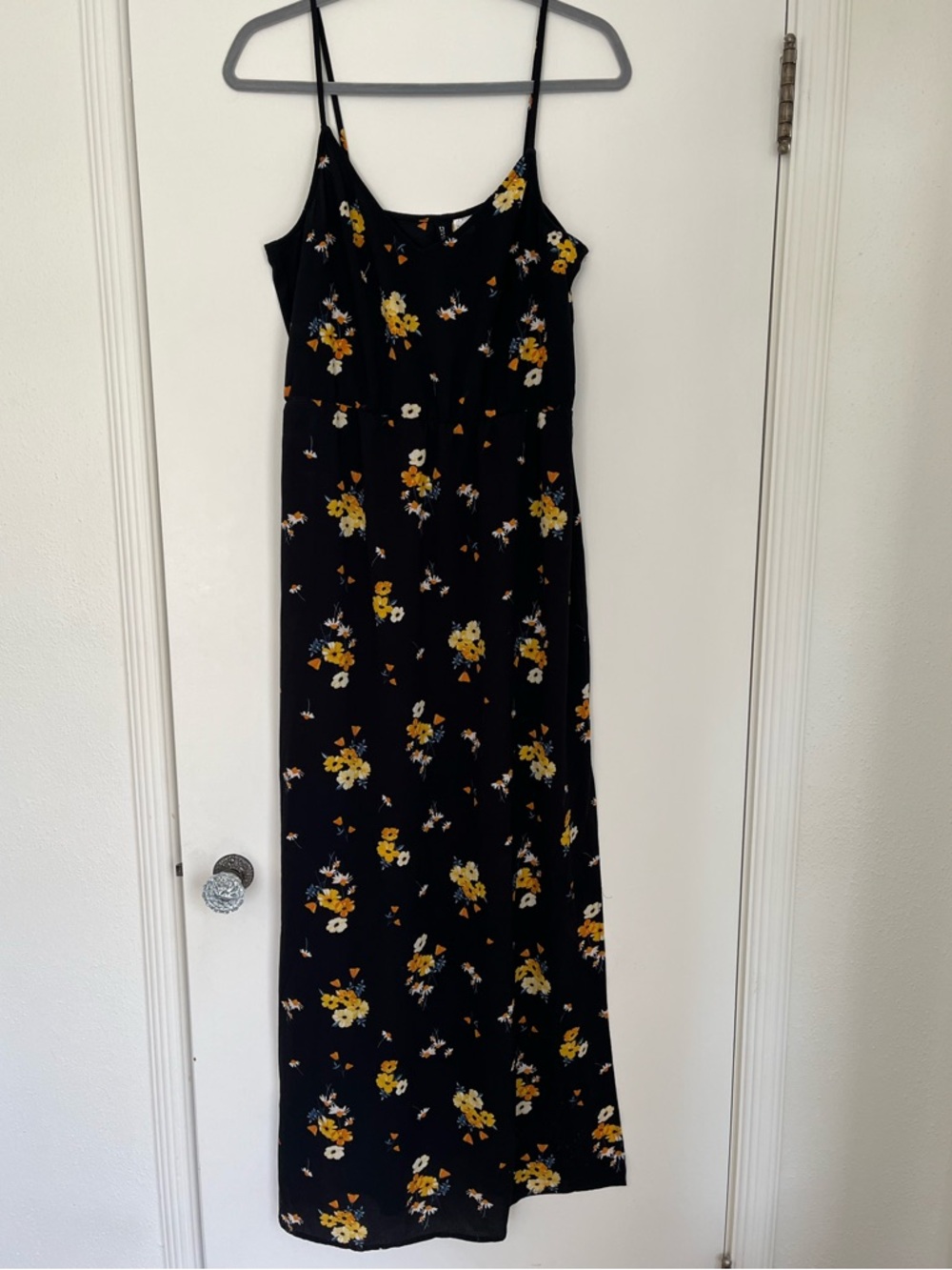 Divided by H&M Black Floral Maxi Dress, size 12, NWT